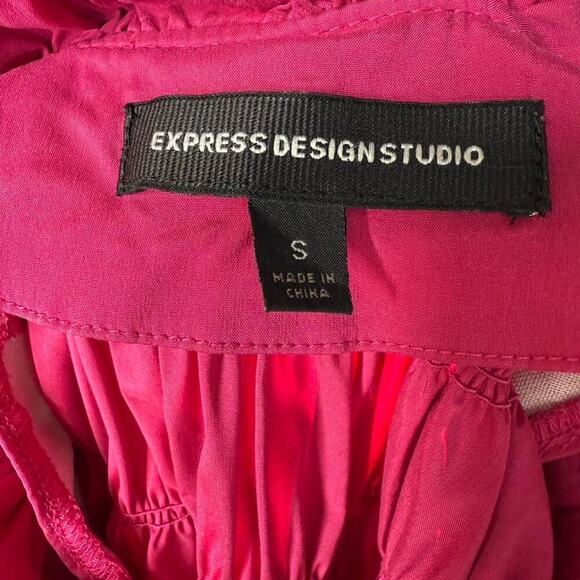 Y2K Express Design Studio Pink Ruched Ruffle Blouse - Size S - Academia Coquette - Picture 6 of 8